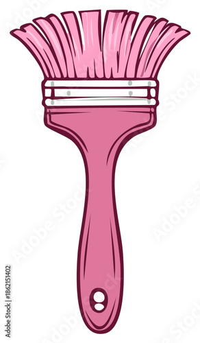 Pink Paintbrush, Flat Illustration, Art Supplies, Painting Tool, Home Improvement Project