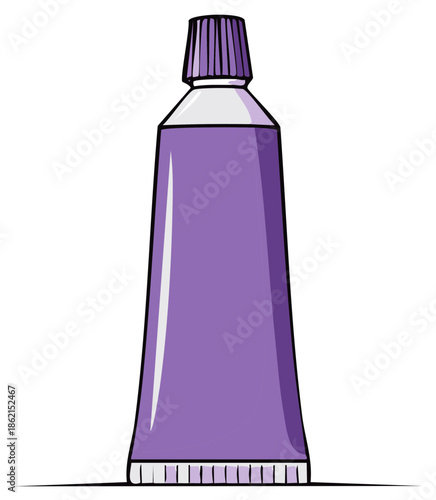 Purple squeeze tube with a textured cap and crimped end