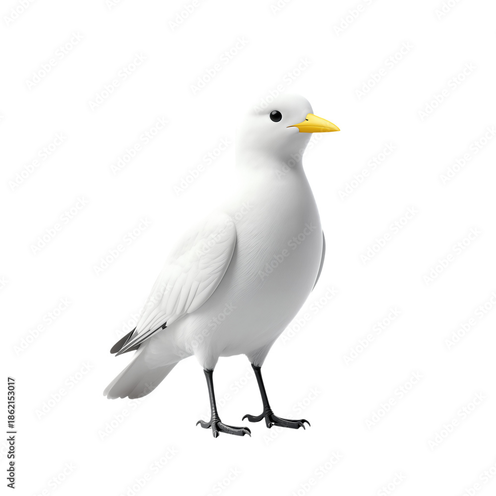 Fototapeta premium White bird with yellow beak and black legs.