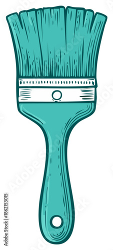 Vibrant Teal Paintbrush Graphic Element for Artistic Projects and Home Improvement