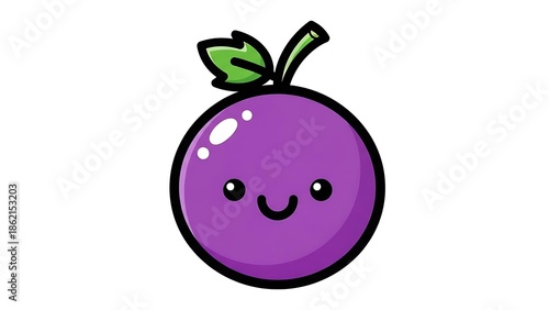Wallpaper Mural Smiling Cartoon Plum Fruit Illustration. Torontodigital.ca
