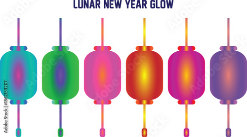Colourful Lunar New Year lantern glow vector illustration
