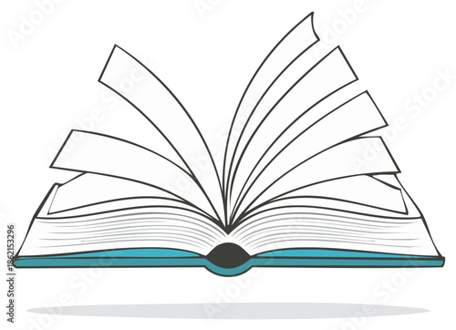 Open Book with Turning Pages Illustration School Library Learning Storytelling