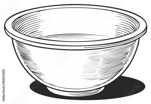 Classic etched bowl with liquid illustration