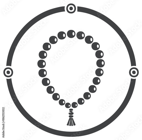 Prayer Beads Rosary Graphic Illustration Spiritual Circle Icon Rosaries Tasbih Beads Islamic Muslim Religion Spiritualism Iconography