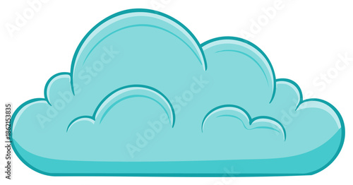 Simple blue cartoon cloud illustration with highlights and bold outline
