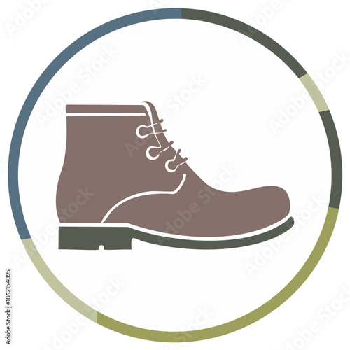 Stylized Boot in Circular Frame Illustration, Isolated Design Element