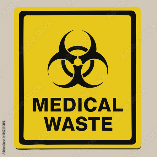 Biohazardous medical waste warning sign vector
