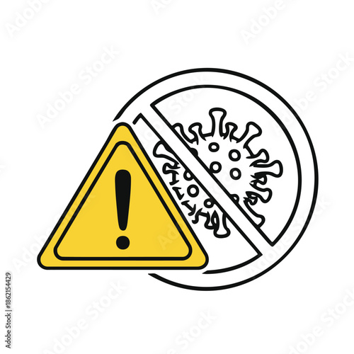 Virus outbreak warning symbol in flat vector style