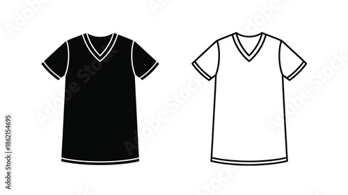 Black and white v neck t shirts a simple clothing design illustration