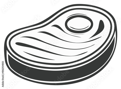 Stylized Beef Steak Illustration with Marbling Details
