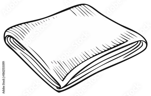 Hand Drawn Folded Cloth Napkin Towel Sketch Line Art Illustration