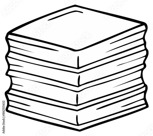 Simple Stack of White Paper Sheets in Outline Illustration