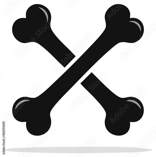 Black crossed bones symbol representing danger or poison on a white background