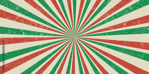 Vintage red green grunge retro circus lights background with festive swirls. Vector illustration