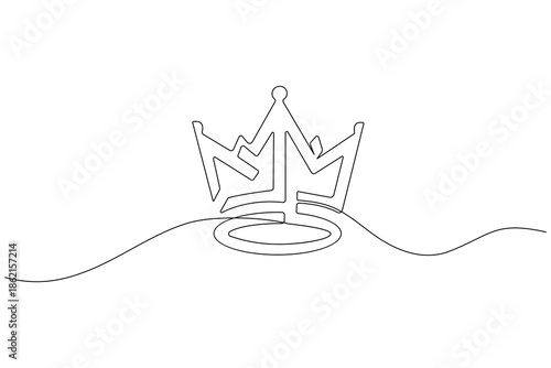 Crown minimalist continuous line illustration isolated on white background