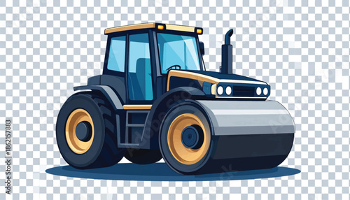 Heavyduty road roller for construction and paving projects.