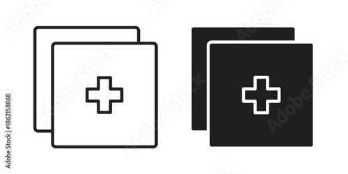 Add apps icons vector glyph flat style. Stroke with editable size icons