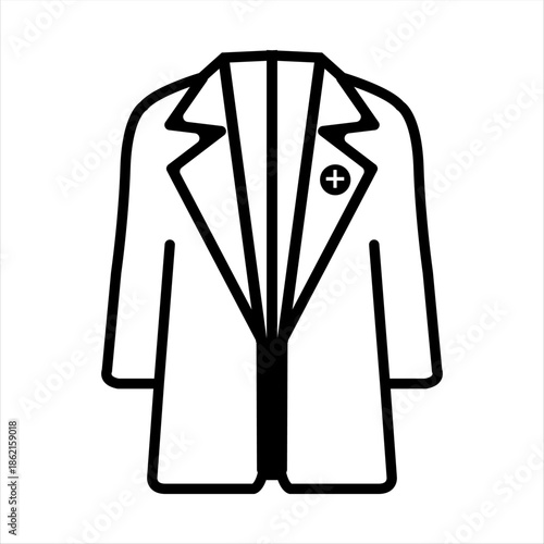 Medical Gown & Doctor Uniform Icon Black & White Vector