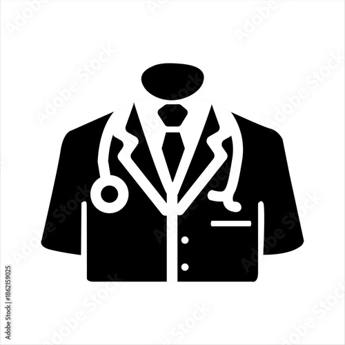 Medical Gown & Doctor Uniform Icon Black & White Vector