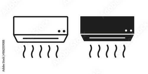 Air conditioner icons vector glyph flat style. Stroke with editable size icons