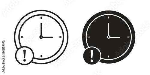 Alarm exclamation icons vector glyph flat style. Stroke with editable size icons
