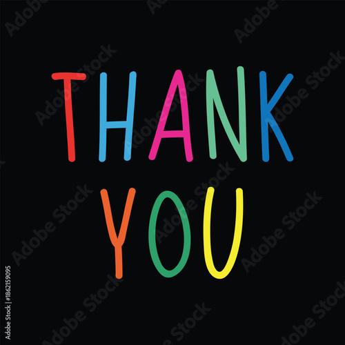 Colorful Thank You Typography Text on Black Background