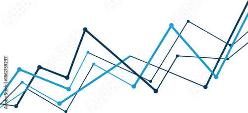 Abstract dynamic stock market line graph showing fluctuating financial trends and data movement with multiple intersecting blue paths