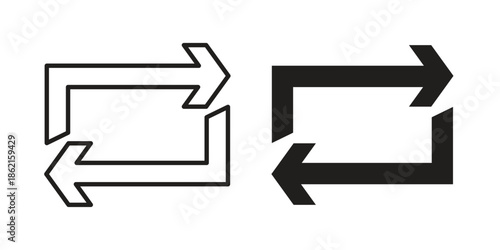 Arrows repeat icons vector glyph flat style. Stroke with editable size icons