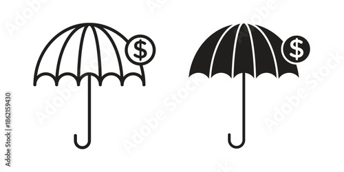 assets protection icons vector glyph flat style. Stroke with editable size icons