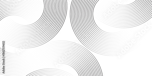 White abstract background with circular lines, technology futuristic template. Vector illustration