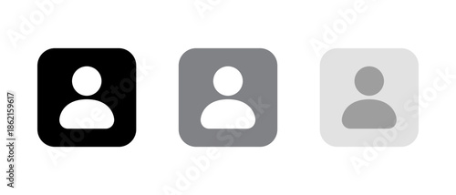 Default profile avatar icon set in square. Social media account user symbol