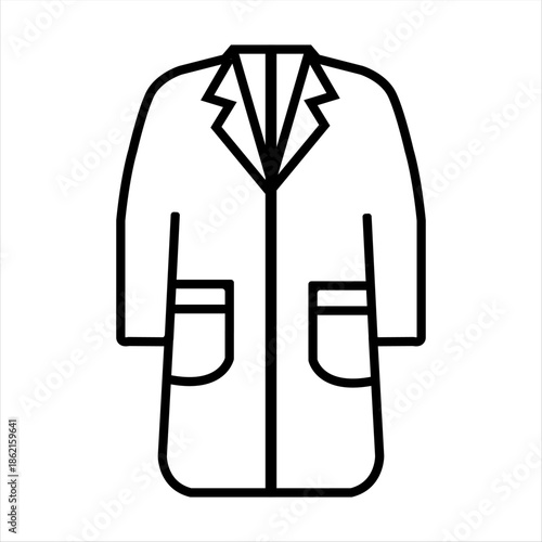 Medical Gown & Doctor Uniform Icon Black & White Vector