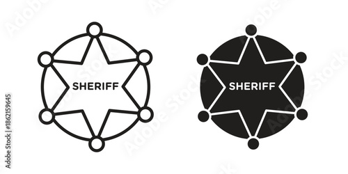 Badge Sheriff icons vector glyph flat style. Stroke with editable size icons