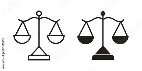 Balance scale icons vector glyph flat style. Stroke with editable size icons