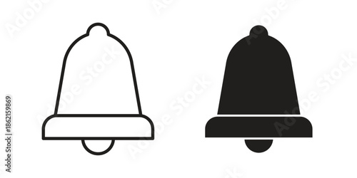 Bell icons vector glyph flat style. Stroke with editable size icons