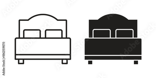 Bed icons vector glyph flat style. Stroke with editable size icons