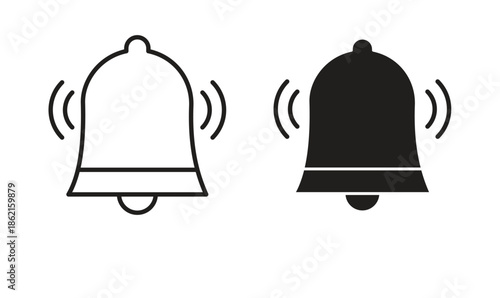 Bell ring icons vector glyph flat style. Stroke with editable size icons