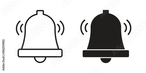 Bell ring icons vector glyph flat style. Stroke with editable size icons