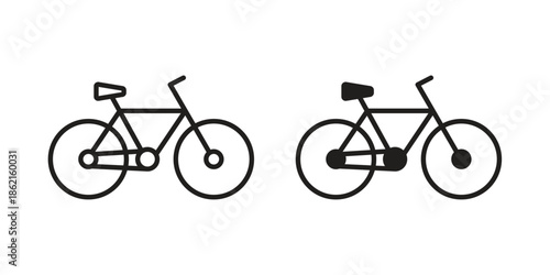 Biking mountain icons vector glyph flat style. Stroke with editable size icons