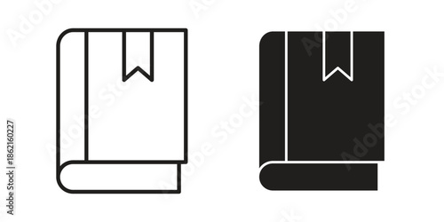 Book bookmark icons vector glyph flat style. Stroke with editable size icons