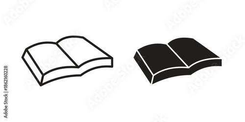 Book icons vector glyph flat style. Stroke with editable size icons