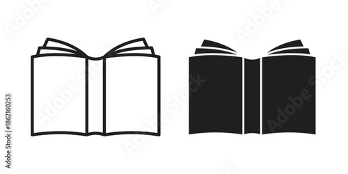 Book open icons vector glyph flat style. Stroke with editable size icons