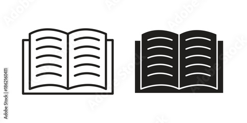 Book icons vector glyph flat style. Stroke with editable size icons