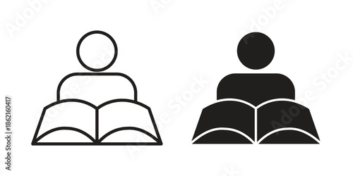 Book open reader icons vector glyph flat style. Stroke with editable size icons