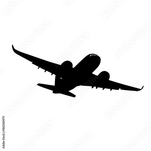 Commercial Jet Silhouette in Minimal Black Style for Flight Design