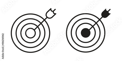 Bullseye icons vector glyph flat style. Stroke with editable size icons