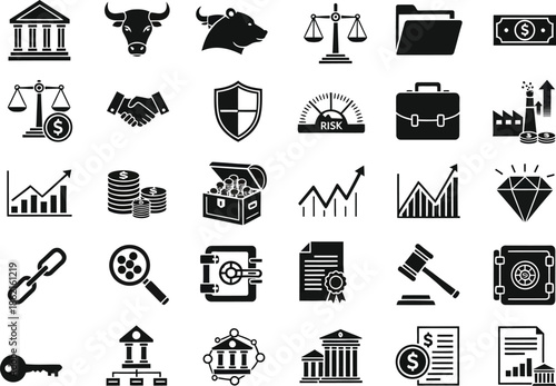 Collection of law finance and business related icons
