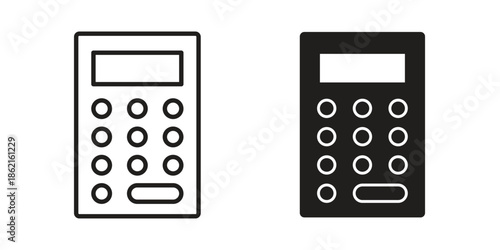Calculator icons vector glyph flat style. Stroke with editable size icons