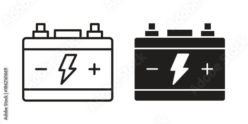 Car battery icons vector glyph flat style. Stroke with editable size icons